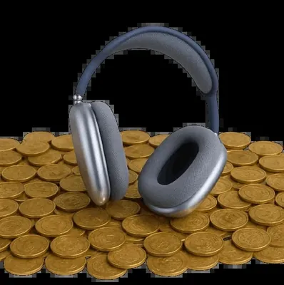Headphones on coins - abundance audio program